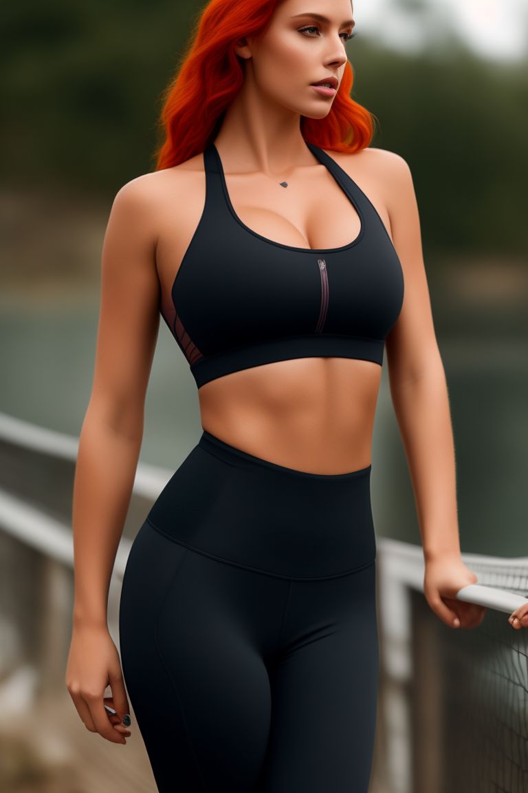 digital-seal347: Redhead Nike sports bra cleavage no pants no underwear  spreading legs