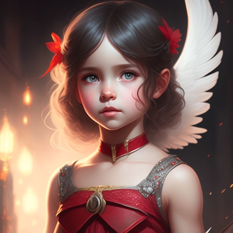 Suzany little girl with an angelic face, she wears a red hood, she has