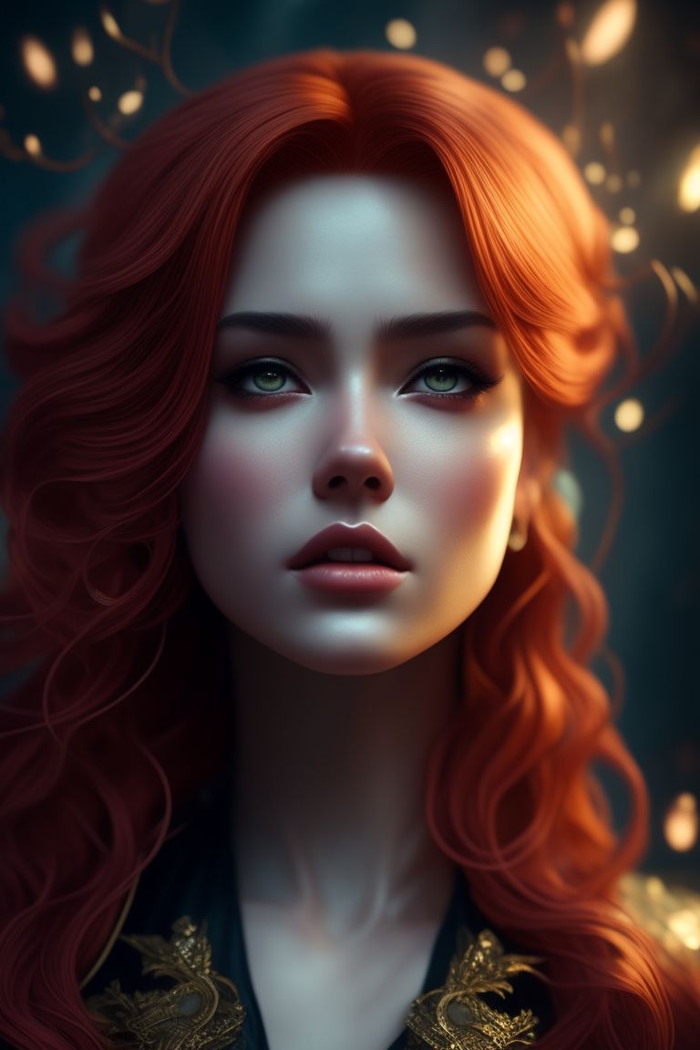 kiber203: ady with red hair, Realistic, best quality, hyper-realistic ...