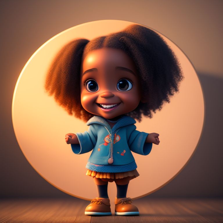 happy little black girl cartoon