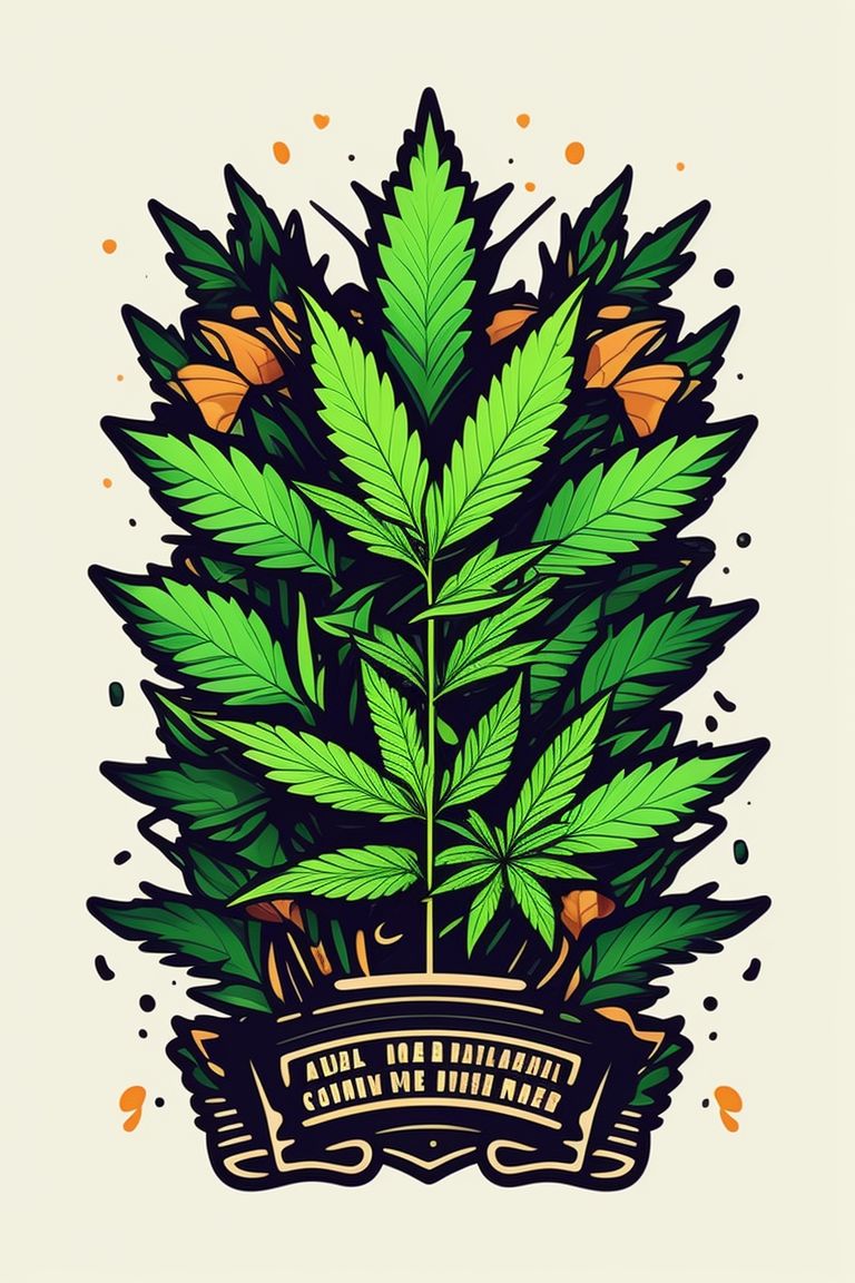 Tamir79: Sticker, Flat Illustrates Cannabis, Vector Illustration, Adobe 