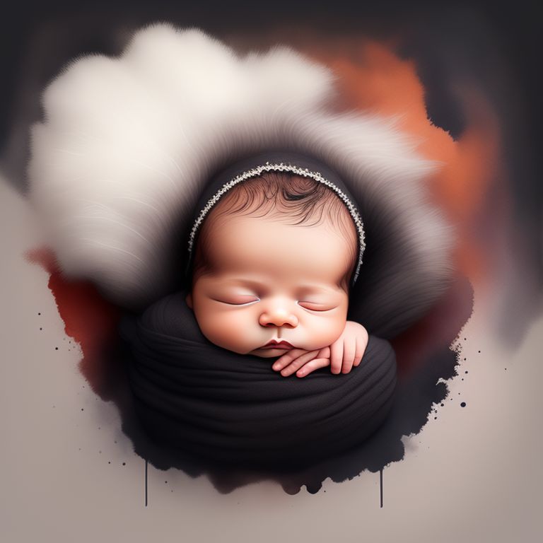 Digital Watercolour Baby Portrait from Newborn Photo