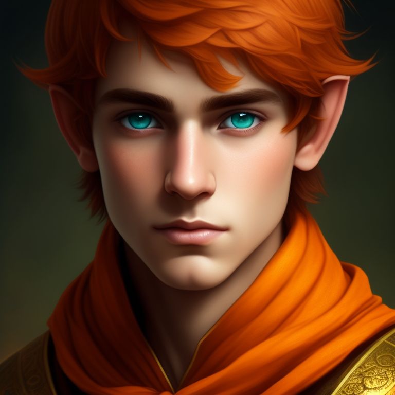 taut-walrus979: 24 year old male half elf halfling. Short orange hair ...