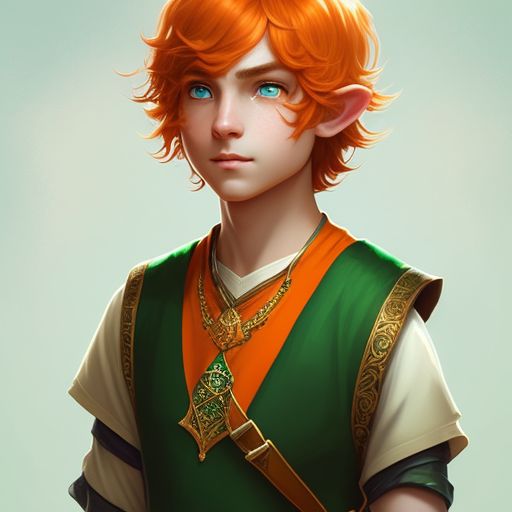 taut-walrus979: 24 year old male half elf halfling. Short orange hair ...