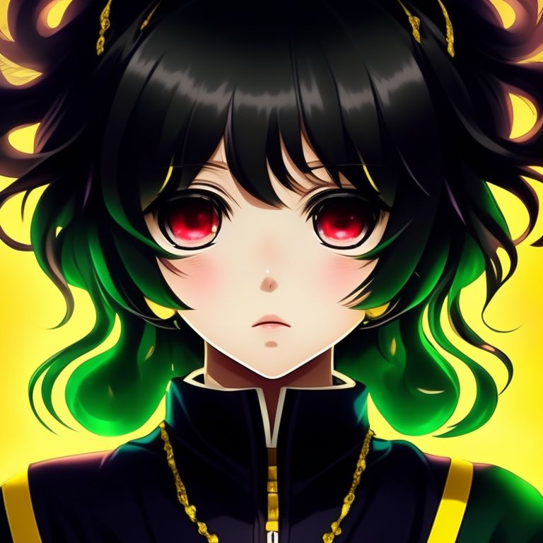 Anime Girl With Green Hair And Yellow Eyes