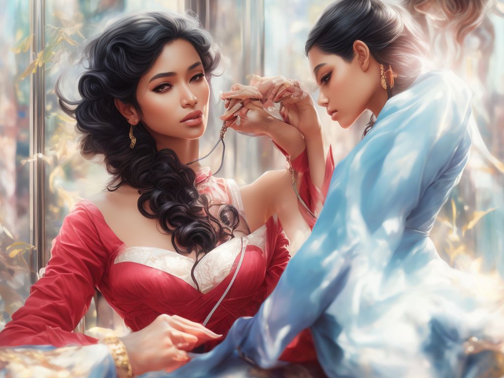 punymole429 Realistic of Sri Lankan dressmaking women using measuring