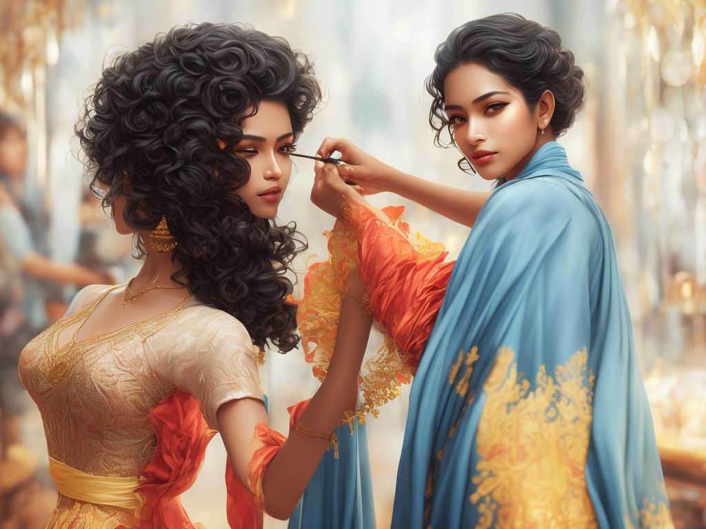 punymole429 Realistic of Sri Lankan dressmaking women using measuring