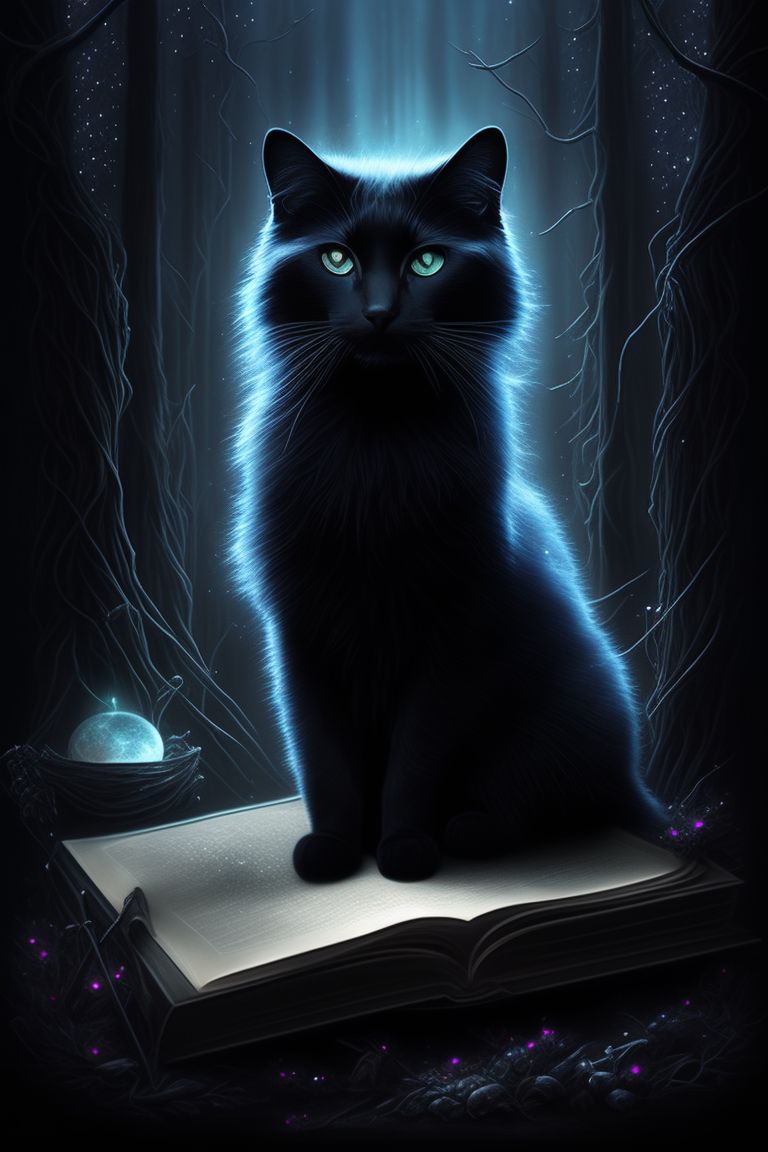 Moon cat journal Spell Book of shadows Black cat celestial - Inspire Uplift