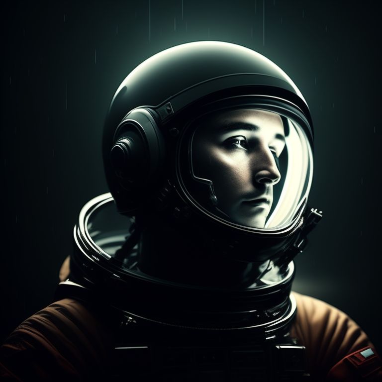 even-penguin208: astronaut, wearing helmet, realistic, dark background,