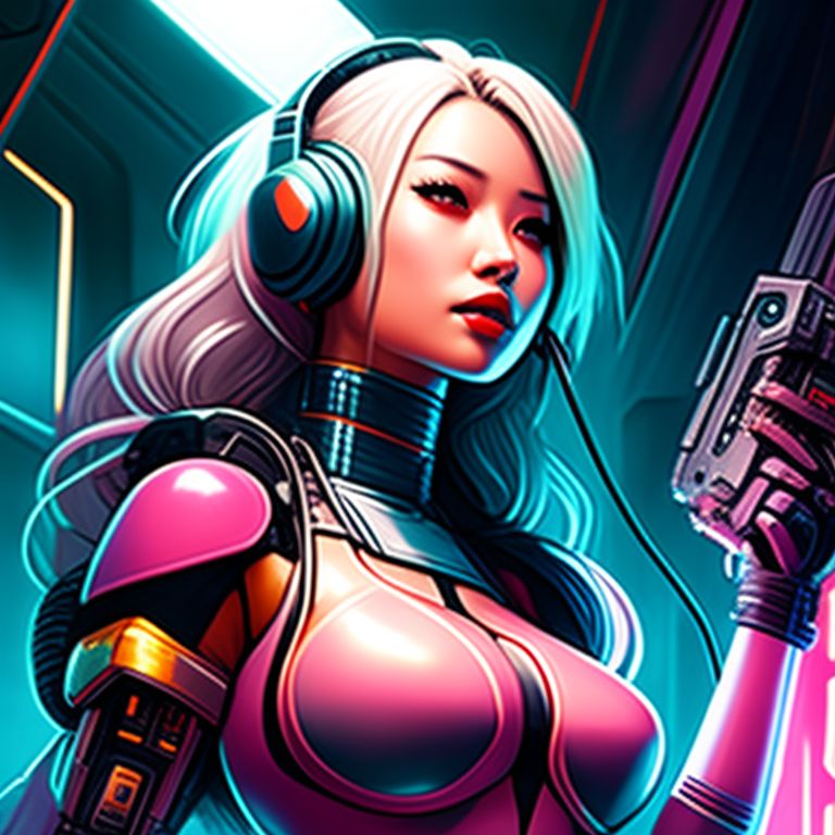 LITTLE_BANKOR: wearing headphones,light orange lips,light pink eyelids ...