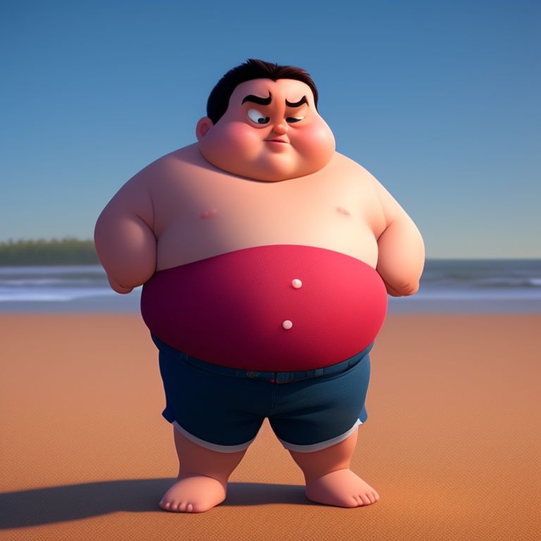 single-lion964-a-very-fat-boy-chubby-big-eye-stand-on-the-beach-a
