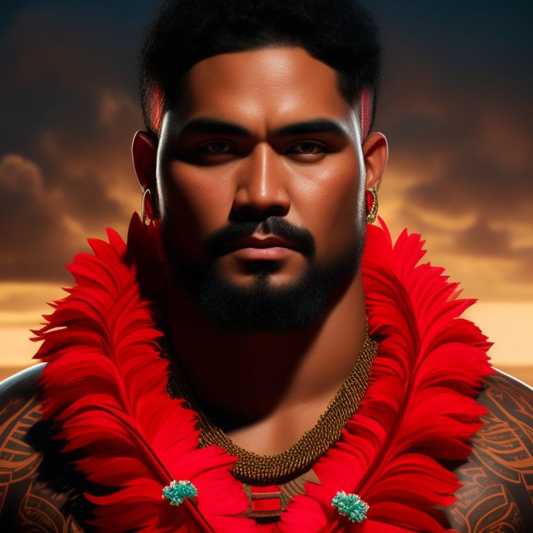 pretty-tapir516: Samoan Warrior wear ie Lavalava with red lei