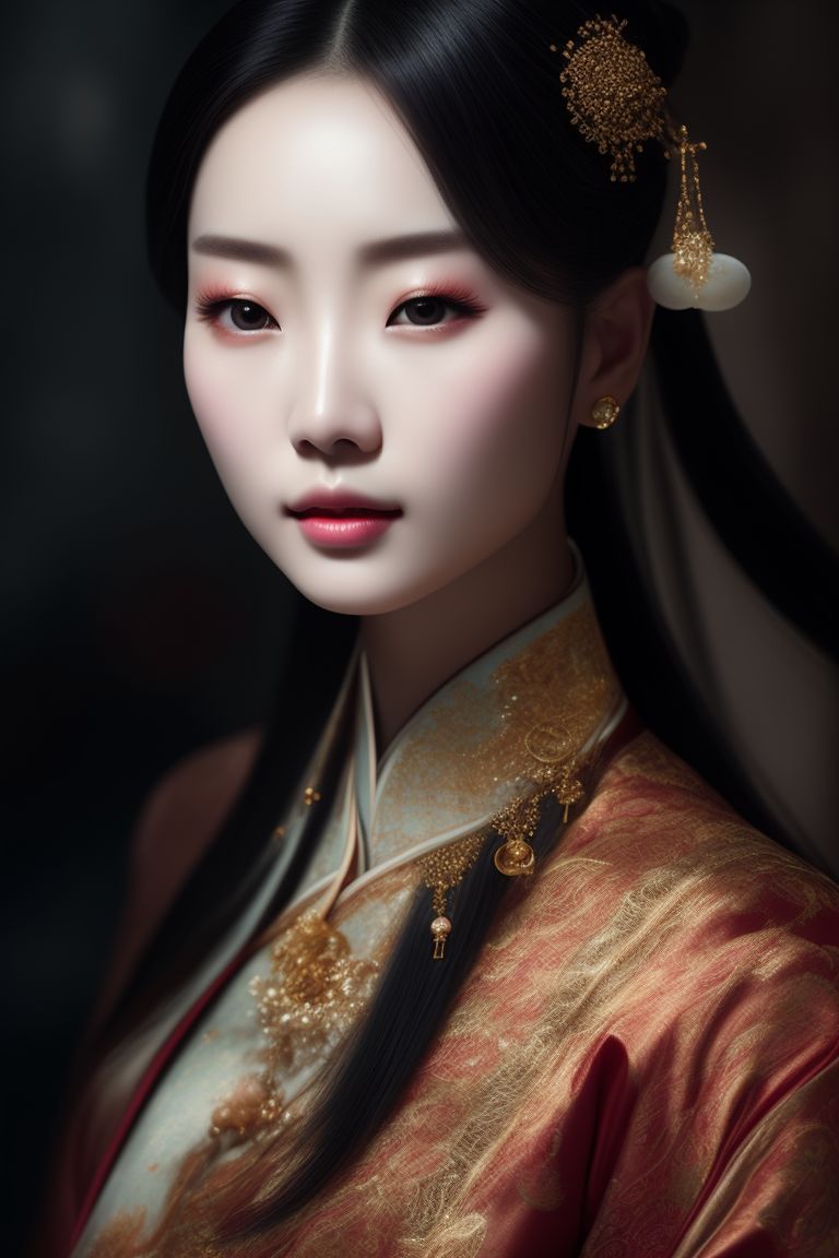 kudu_piring847: centered, portrait of a beautiful wuxia woman, wearing ...