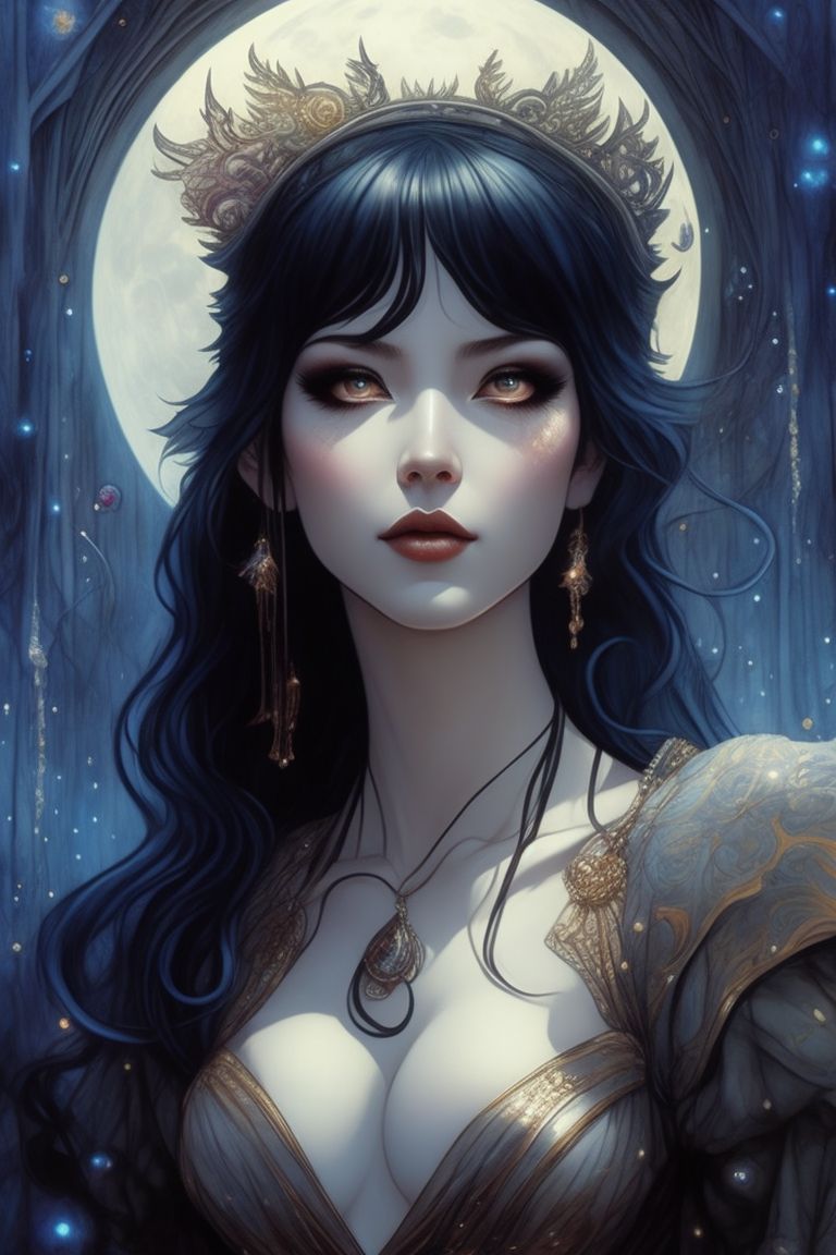 Jaya Hess Beautiful Celestial Goddess Beautiful Eyes Gothic Style Forest Sence Moon Sence