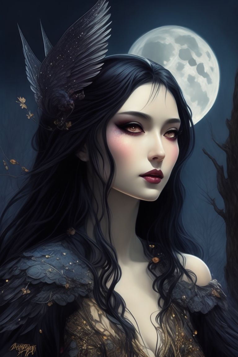 dreary-wren426: beautiful dark witch, dark wings, beautiful eyes ...
