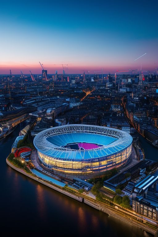 Aerial view of Chelsea Football Club in London, also known as