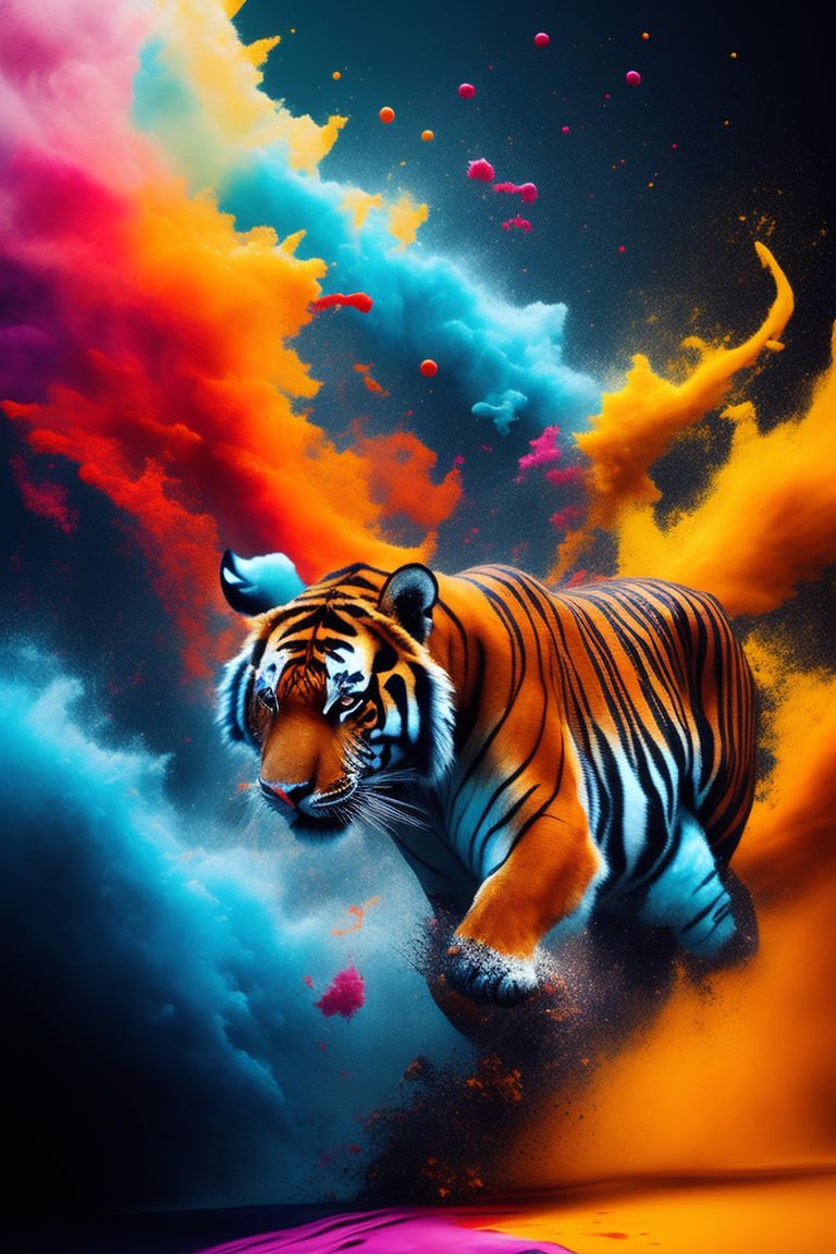 Moral Turtle A Tiger Running In The Skies Colorful Splash Of Paint