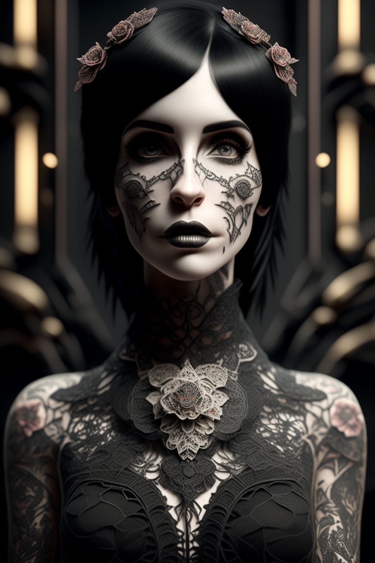 frilly-hawk344: photorealistic portrait centered full body shot gothic ...