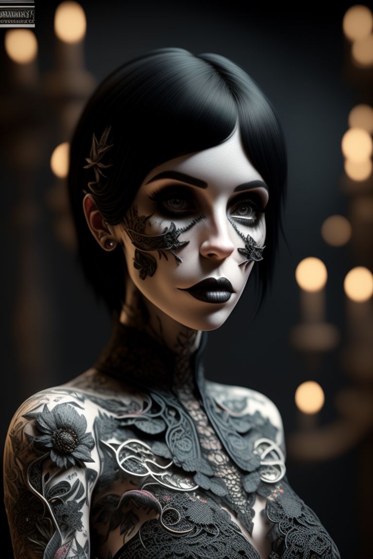 frilly-hawk344: photorealistic portrait centered full body shot gothic ...