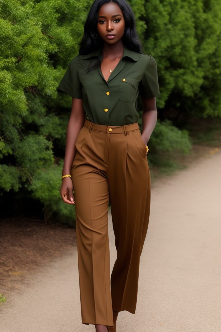 Green shirt store and brown pants