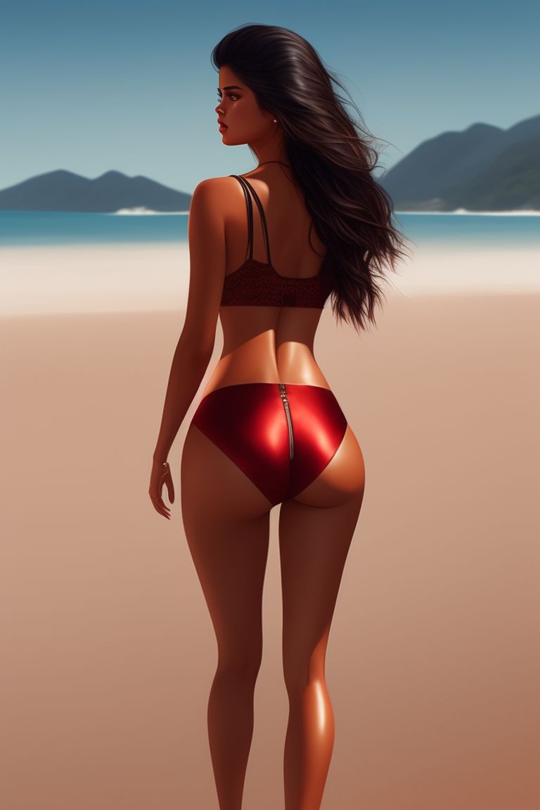Pacificador: Selena Gomez no clothing walking in Copacabana Beach blurred  background, slim waist, wide hips