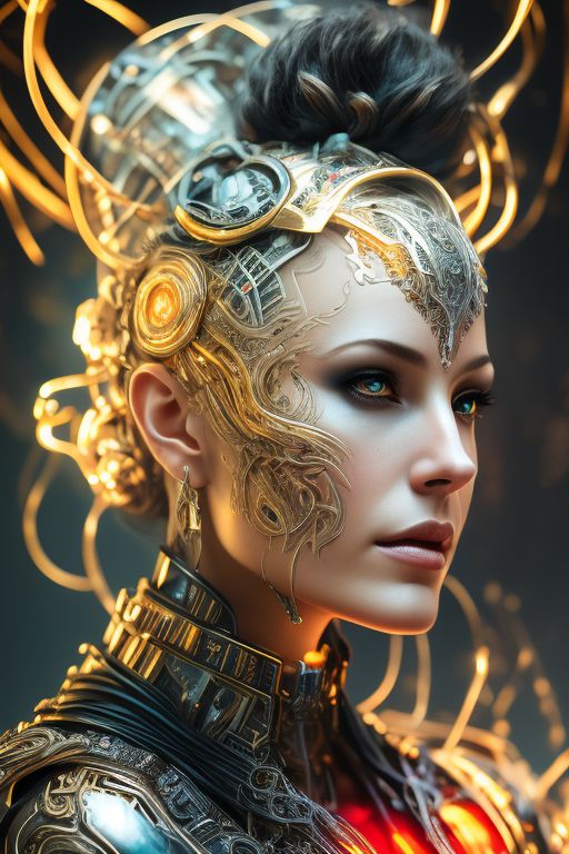 serious-dog131: cybernetic iron female with gold inserts on cover in ...