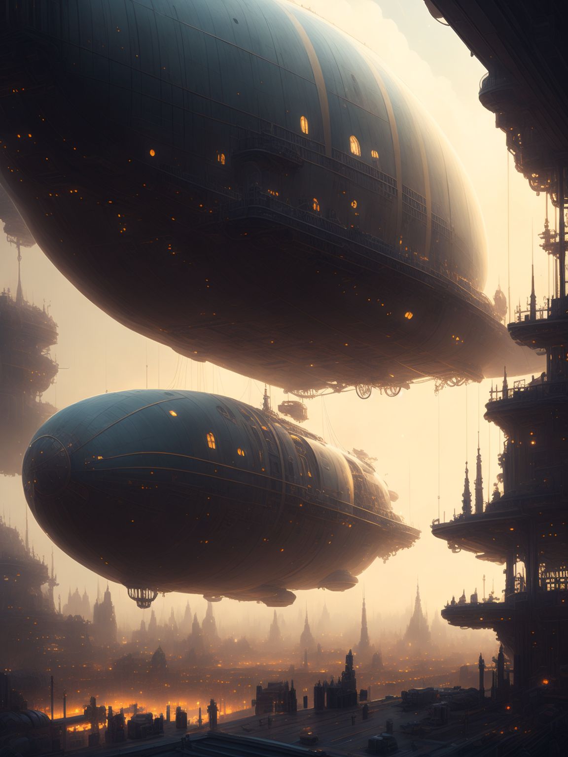 Rynschmtt Airship Docking Bay Over A City