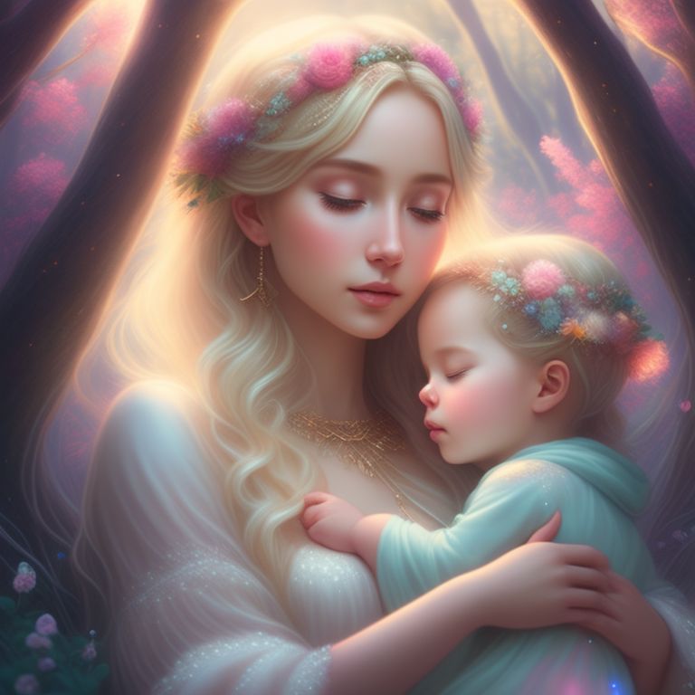 bowedviper419 A beautiful blonde female Godess holding her baby girl