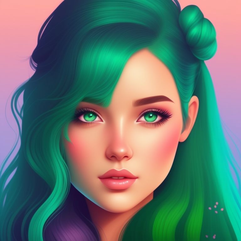 true-lemur136: A face of a girl with green hair