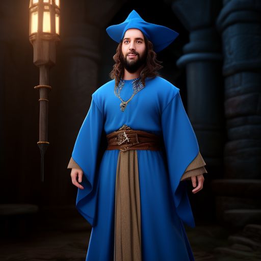 babyish-wolf504: ugly 30 year old nerd in blue wizard robes. Medieval ...