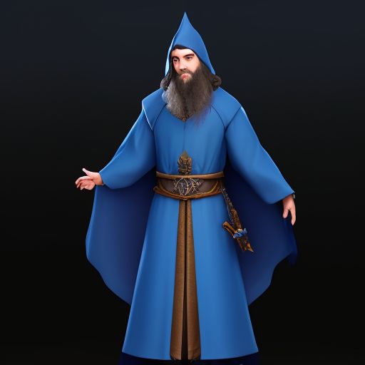 ugly skinny 30 year old nerd in blue wizard robes. Medieval fantasy, fantasy style.