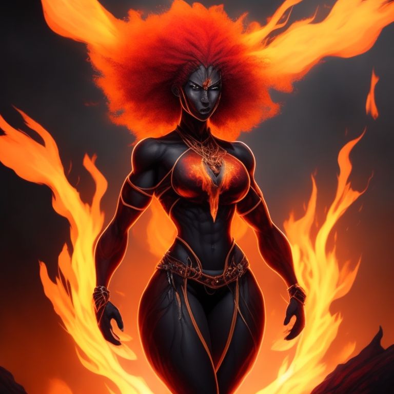 Smart Donkey Powerful And Fearsome Female Fire Genasi With Skin