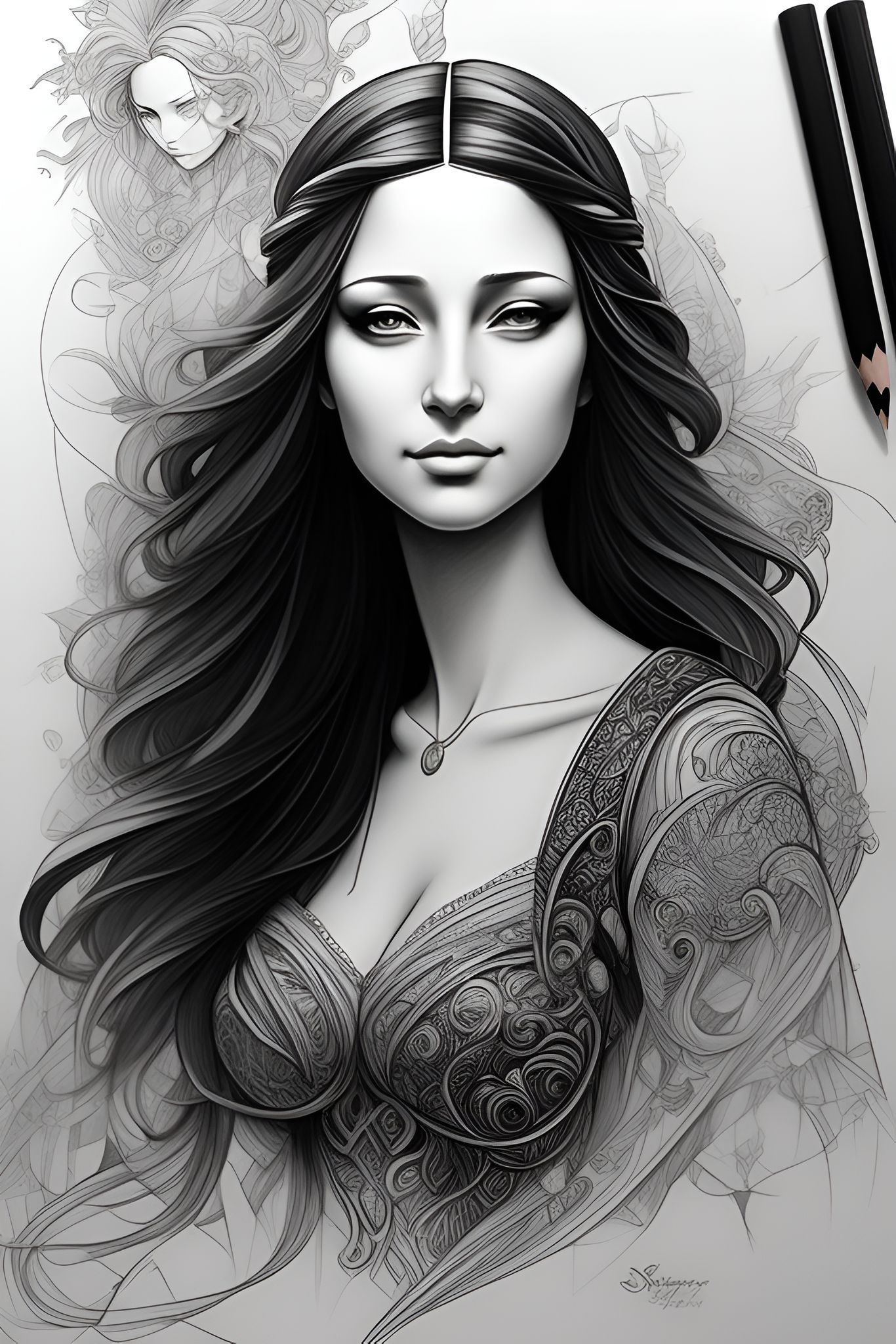 Mona Lisa Pencil Drawing