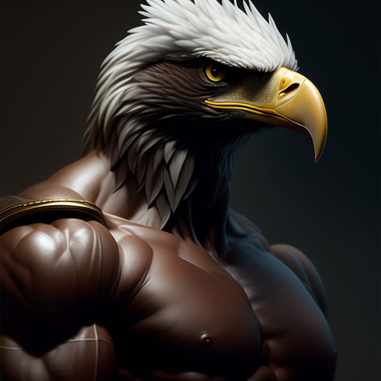 neonfox: eagle head with a muscles human body