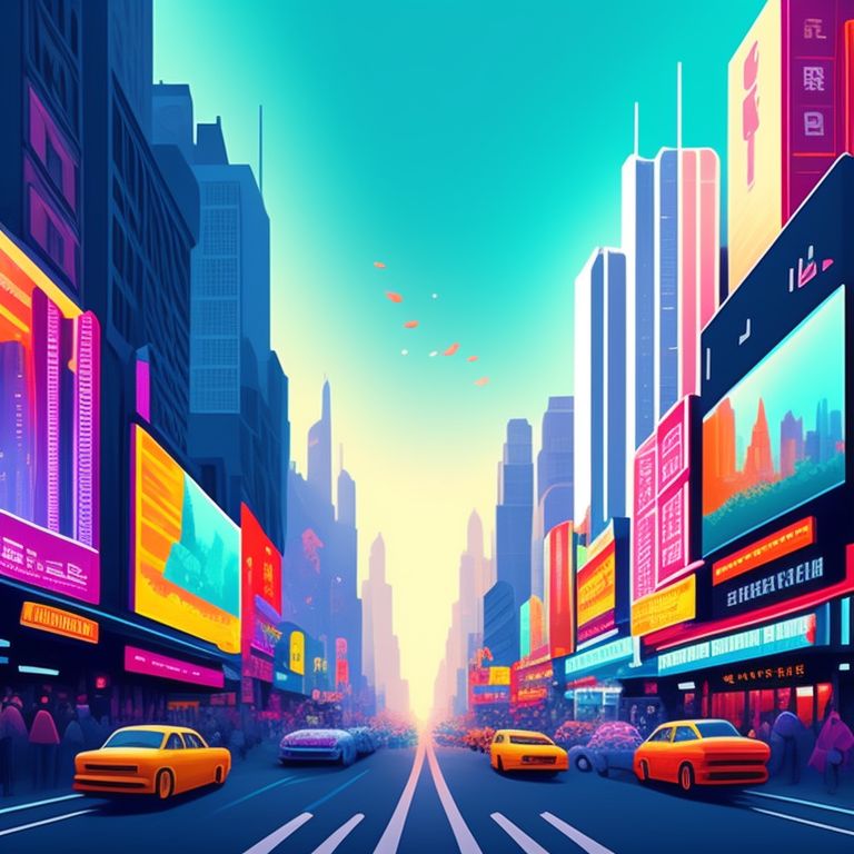 addison: A futuristic cityscape filled with colorful holographic ...