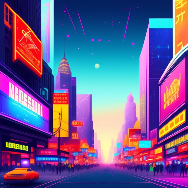 addison: A futuristic cityscape filled with colorful holographic ...