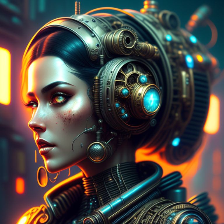 frilly-hawk344: steampunk girl face, clockwork, pistons, steam, mech ...