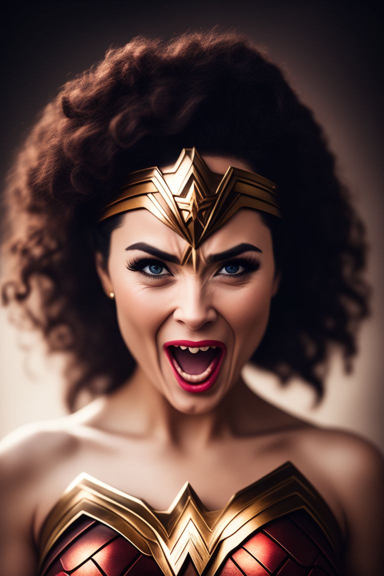ultimate-fox344: wonder woman funny face, funny expression, laughing