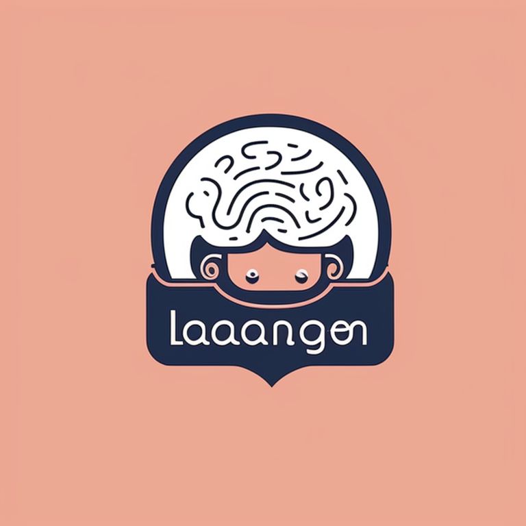 A language  brain woman  laboratory logo , Cute and gentle style, lovely, Reading, simple colors 
