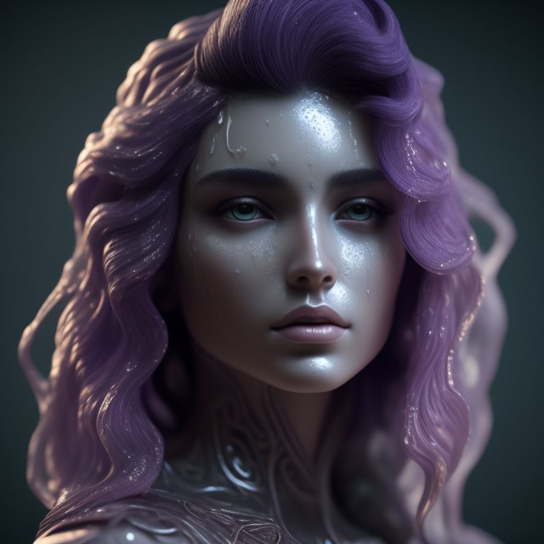 ((full body)), exposed legs, perfect anatomy, ultra detailed artistic photography of a beautiful woman, beautiful caucasian woman Rebecca, age 22, wearing short clothing, light purple hair, Attractive posing, Odd-eye, glamour, wet see-through T-shirt, wet skin, Wet hair, rain, hyperdetailed painting, luminism, 4k resolution, fractal isometrics details bioluminescens , 3d render, octane render, intricately detailed ,full color, hand drawn, gritty, realistic mucha, intricate, hit definition, cinematic, Rough sketch, bold lines, on paper, by kittew and Mirco Cabbia, drops of water on the face and body, natural body posture, rain, symmetrical, sharp eyes, digital painting, concept art, voluminetric lighting,TanvirTamim, metallic reflections, 2d render, 8k. by artgerm, trending on artstation, marble statue, Highly detailed, Soft Lighting, Greek god, Greek mythology, marble, Ancient greek clothes, Full body shot, Dramatic pose, Sunlight, Natural light