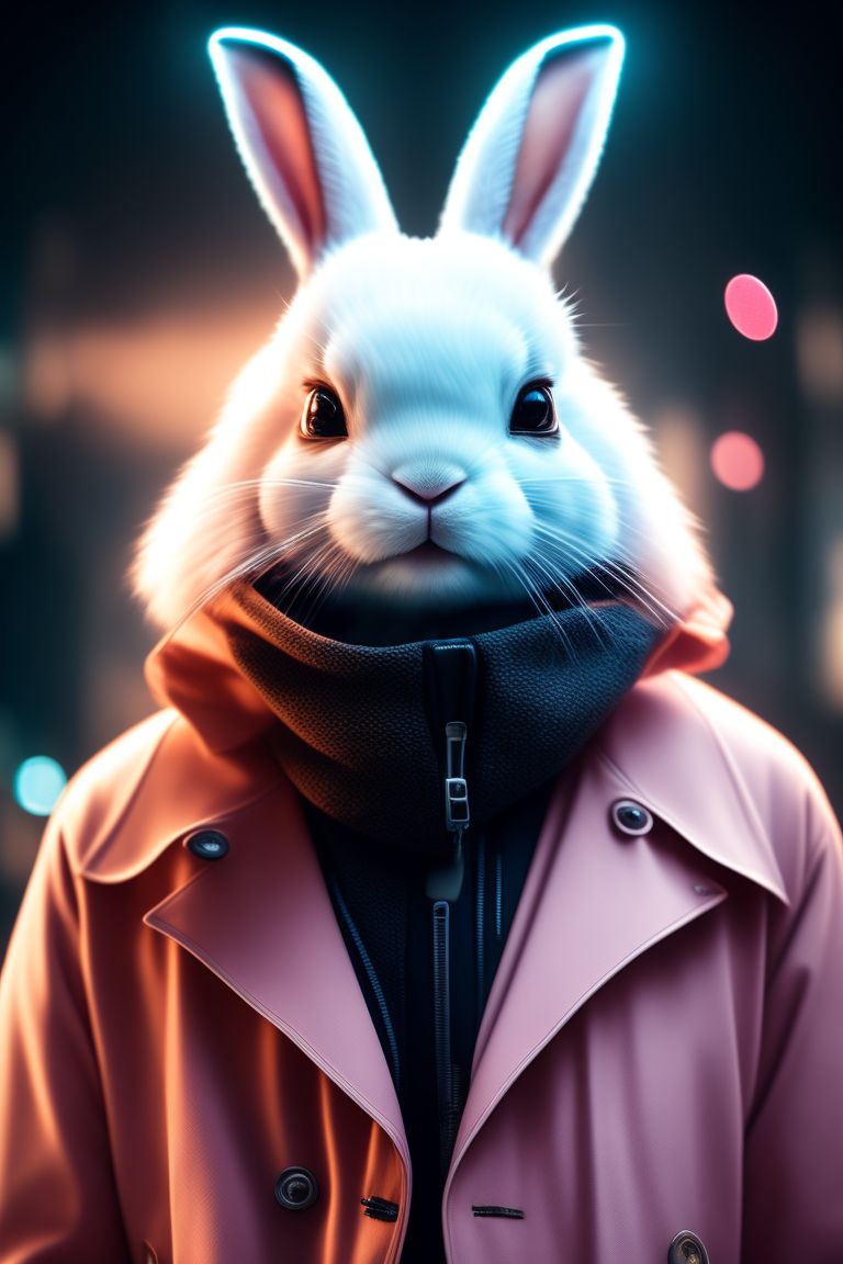 tricky-ibis222: an anthropomorphic detective cyberpuck rabbit in a pink ...