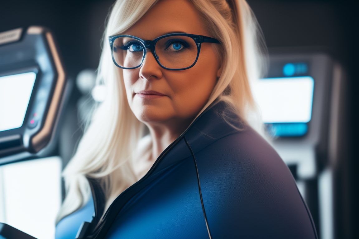 gross-cattle179: a fat blonde women with blue eyes wearing reading glasses  on a treadmill