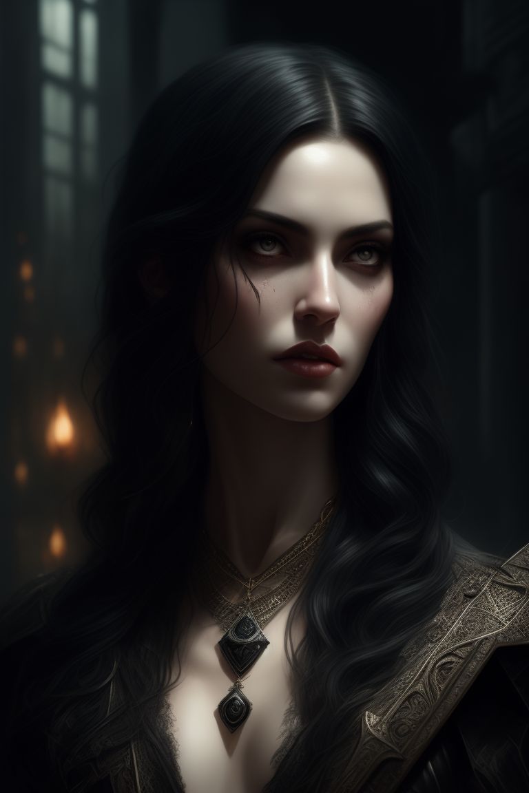 T.tzepsch: A Very Beautiful Serious Vampire Woman Sharp Focus, Warrior 