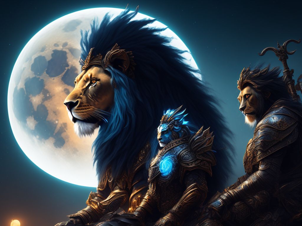 lion with armor men