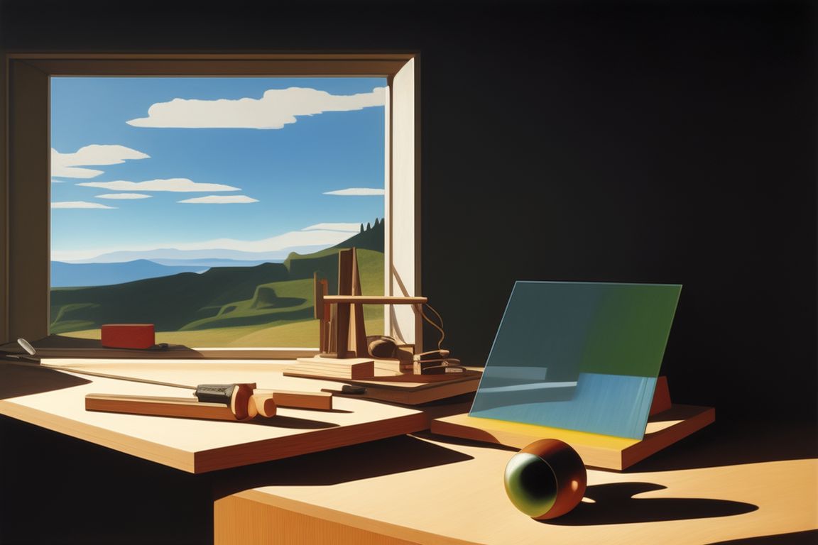 kristianwalby: workshop, a table with a thinking machine and carpentry ...