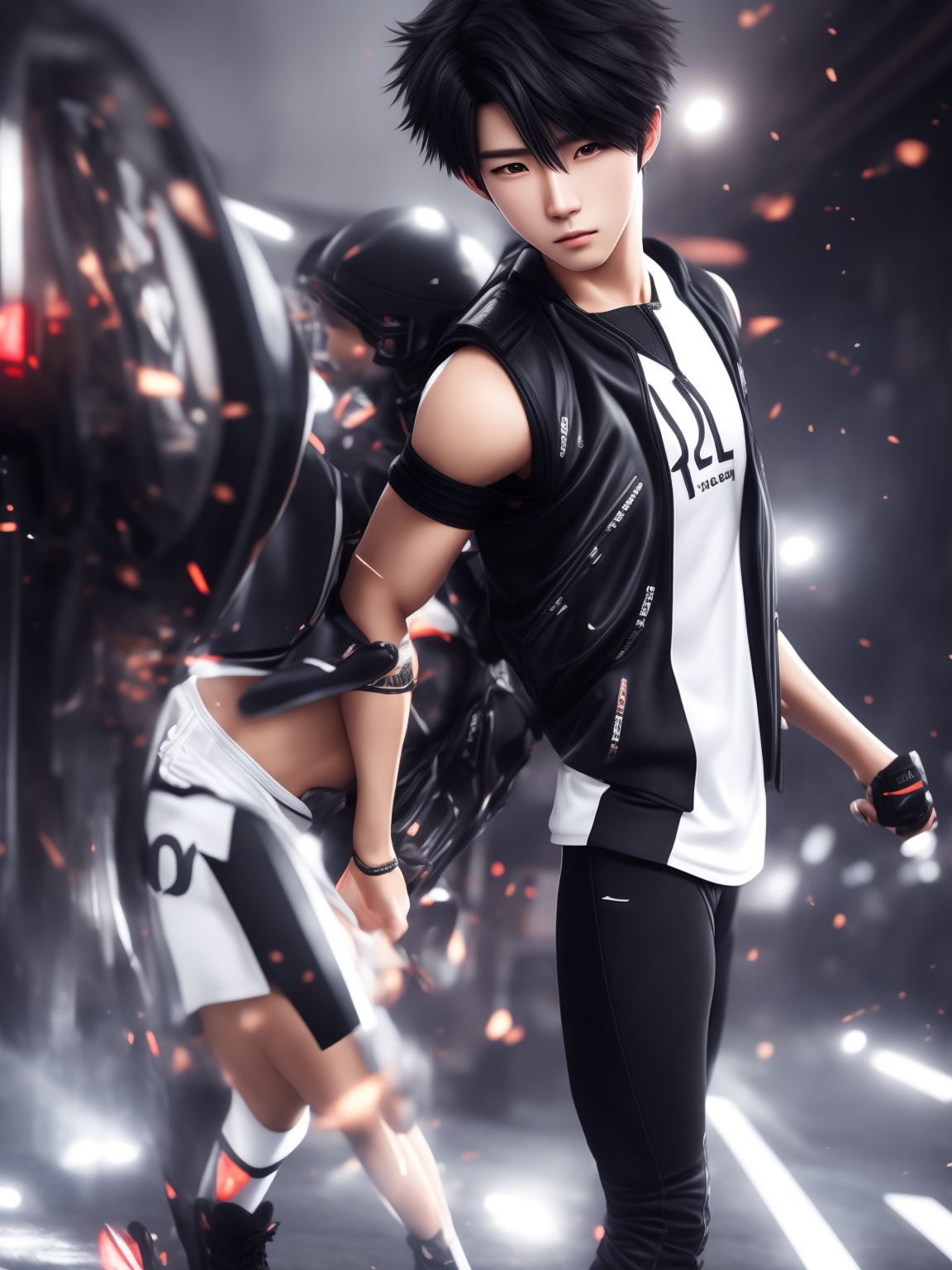 adept-snail772: Lookism protagonist Daniel Park in a hyper realistic style,  8k, full body render, luxury clothes, animecore, photo-realistic, Athletic  body