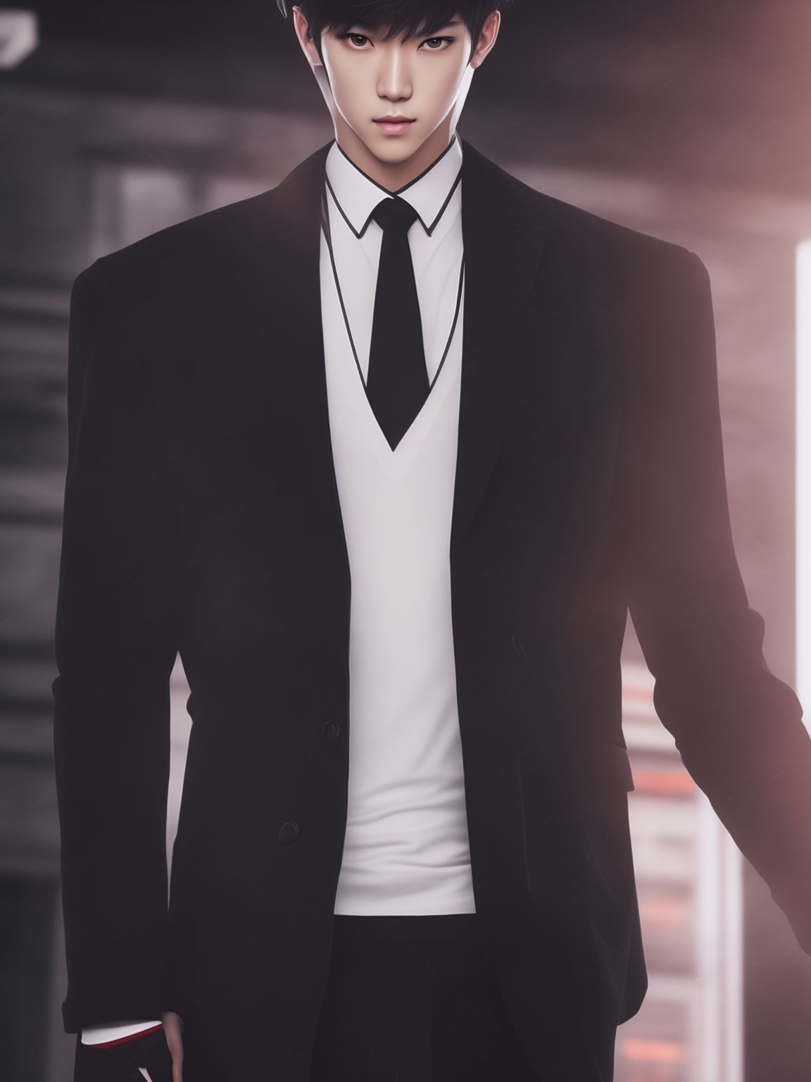 adept-snail772: Daniel Park in a hyper realistic style, 8k, full body  render, luxury clothes, animecore, photo-realistic, Athletic body, Korean  boy, black eyes, mad face, bow cut, fight pose