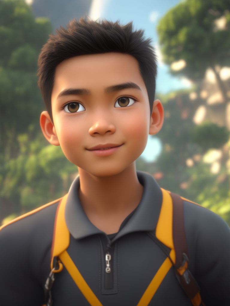 every-cattle977: Boy of indonesian, hasdx style, glazed 3D render  (extremely detailed CG), pixar style, white background, beautiful, textured  skin, detailed eyes, high resolution