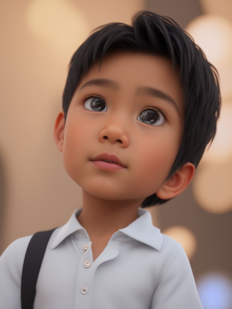 every-cattle977: Boy of indonesian, hasdx style, glazed 3D render  (extremely detailed CG), pixar style, white background, beautiful, textured  skin, detailed eyes, high resolution