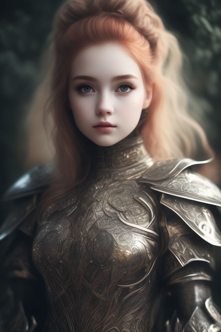 JWV: Beautiful redhair little girl wearing a knight armor highly detailed  armor, decorative jewellery, fantasy, elegant, highly detailed, concept  art, smooth, sharp focus, full body and face towards the camera, sharp fine